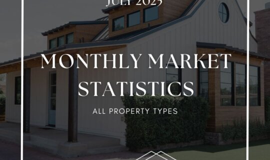 July 2025 monthly real estate market statistics cover graphic by Murray & Team.