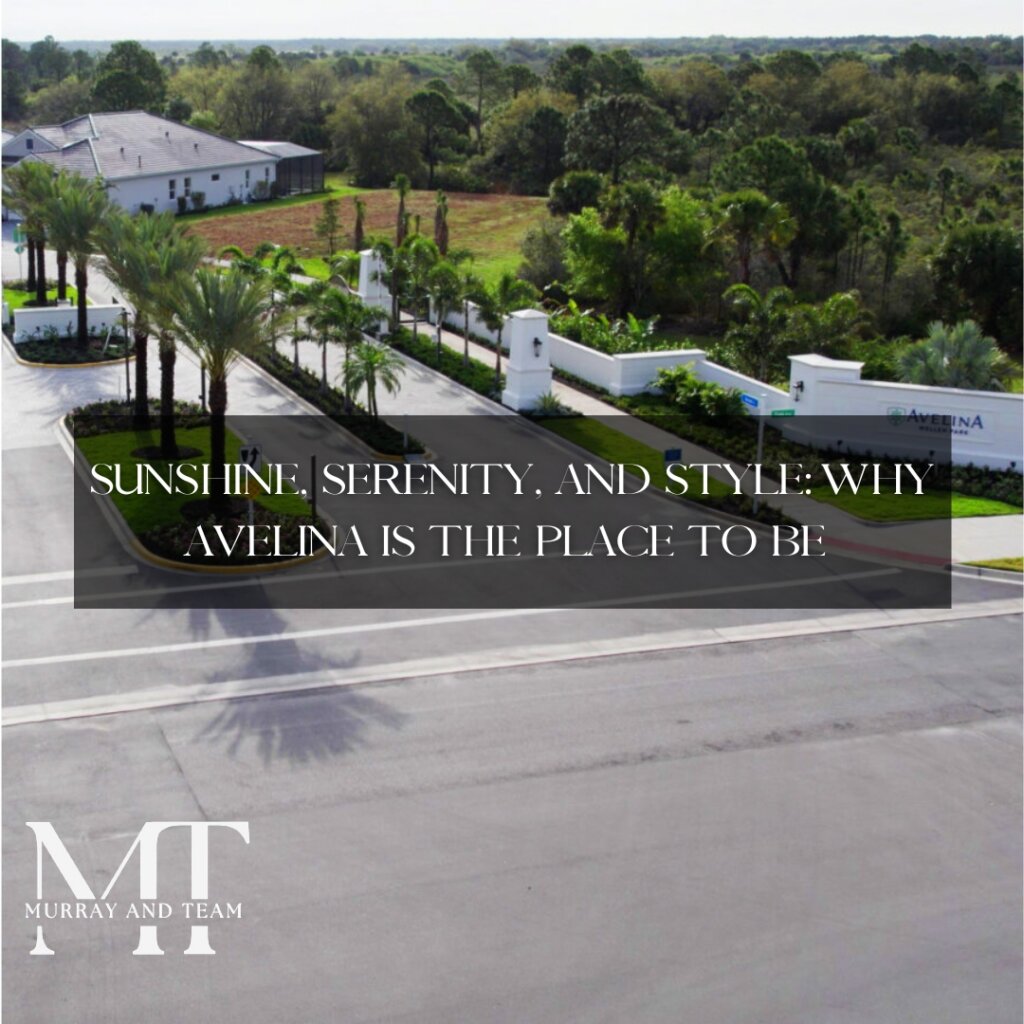 Entrance to Avelina at Wellen Park community in Florida with palm trees and modern design.