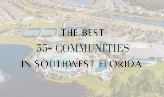 Aerial view of a 55+ community in Southwest Florida featuring lakes, tennis courts, and resort-style amenities – Murray and Team Real Estate