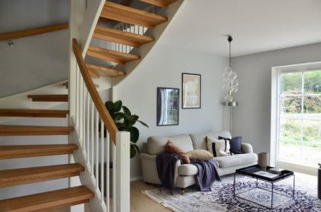 Don Hansen Gillette Nj Real Estate White Sofa Beside Brown Wooden Staircase 3705529